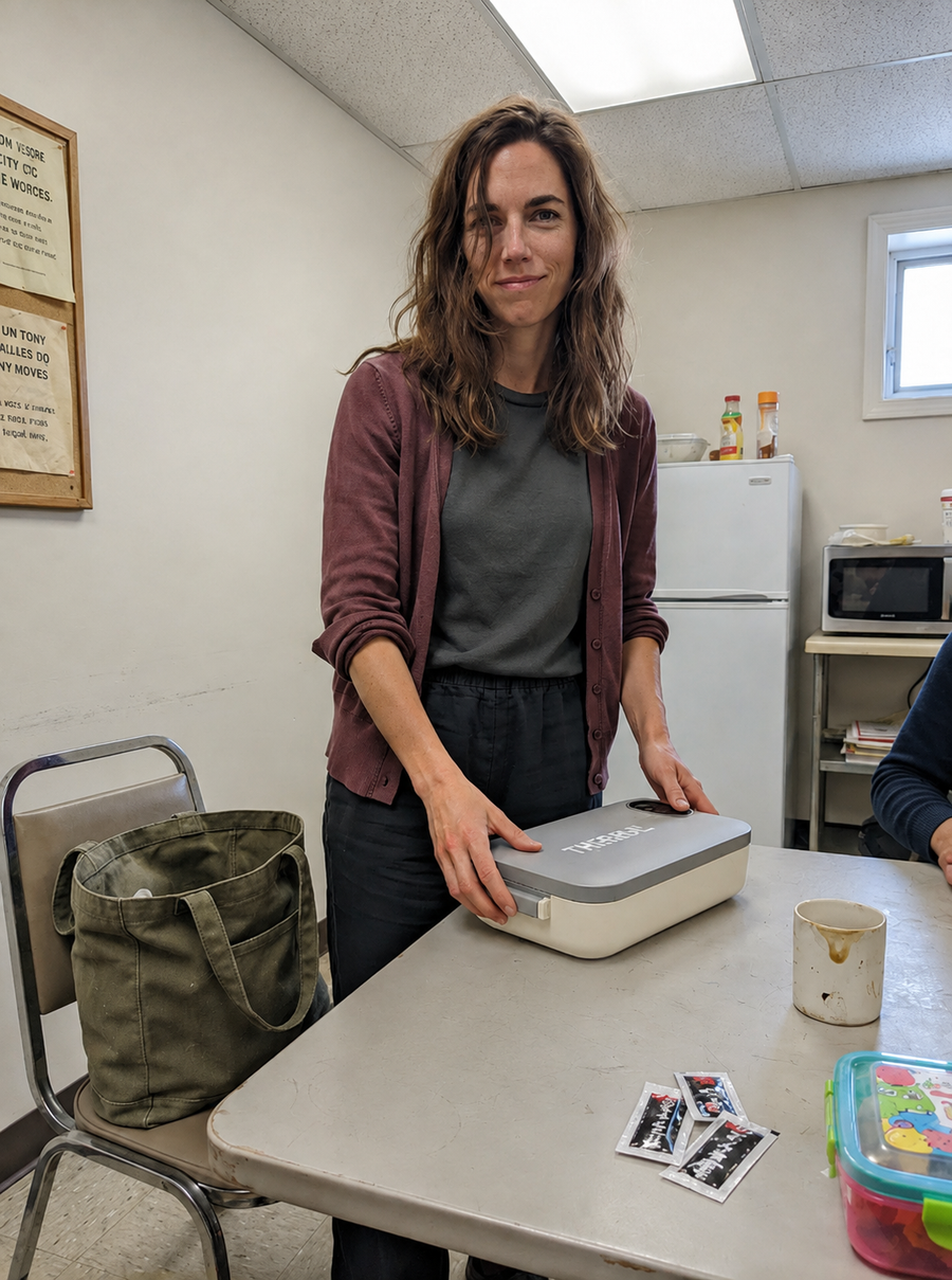Customer preparing homemade lunch with THERMAL